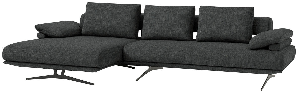 ECKSOFA in Chenille Anthrazit  - Anthrazit/Schwarz, Design, Textil/Metall (168/334cm) - Dieter Knoll