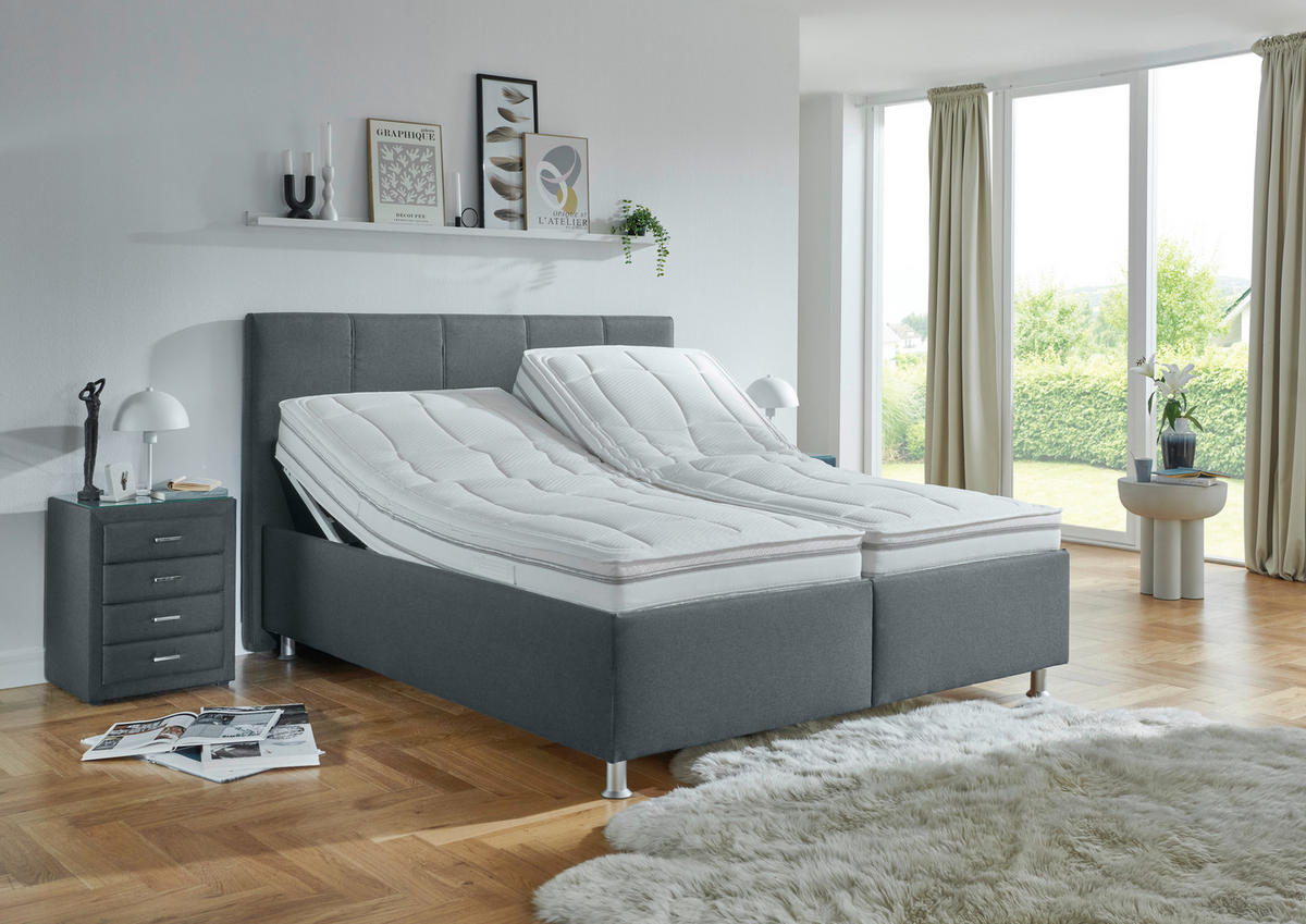 POLSTERBETT 180/200 cm  in Dunkelgrau  - Weiss/Dunkelgrau, Konventionell, Holz/Holzwerkstoff (180/200cm) - Beldomo - Sleep