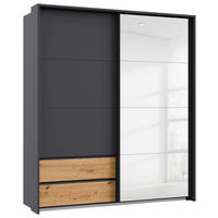 SCHWEBETÜRENSCHRANK 181/210/62 cm 2-türig Grau, Eiche Artisan  - Eiche Artisan/Grau, MODERN, Holzwerkstoff/Kunststoff (181/210/62cm)