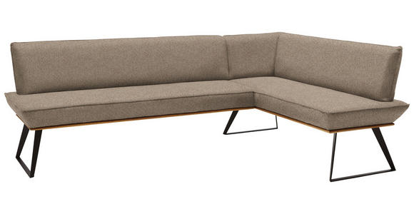 ECKBANK 243/183 cm in Schwarz, Eichefarben, Hellgrau - Eichefarben/Hellgrau, Design, Holz/Textil (243/183cm) - Voleo