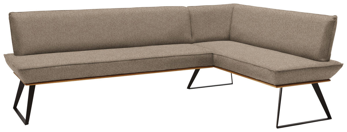 ECKBANK 203/163 cm  in Schwarz, Eichefarben, Hellgrau  - Eichefarben/Hellgrau, Design, Holz/Textil (203/163cm) - Voleo