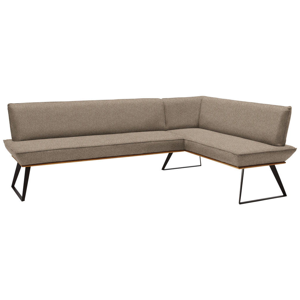 Thumbnail - Voleo Eckbank, Schwarz, Eiche, Hellgrau, Holz, Metall, Textil, Eiche, massiv, 5-Sitzer, L-Form, 243x163 cm, Stoffauswahl...