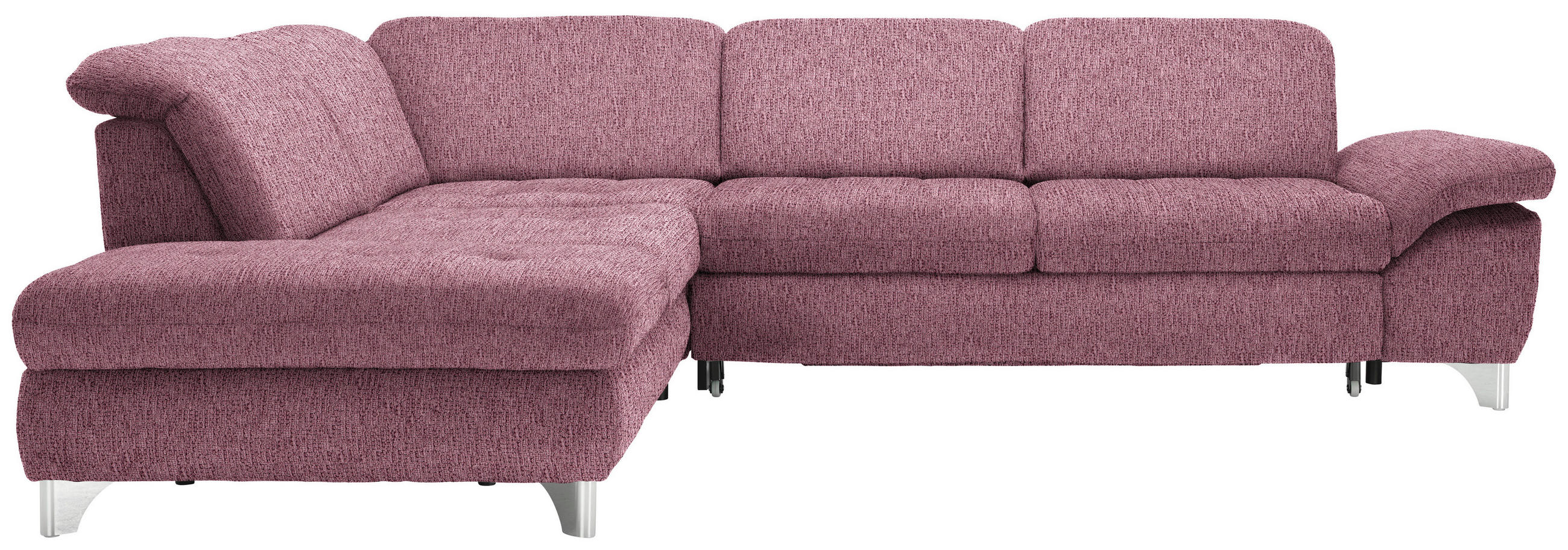 ECKSOFA in Webstoff Rot  260/319 cm  - Rot/Alufarben, Design, Textil/Metall (260/319cm) - Beldomo Style