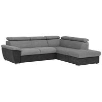 ECKSOFA Mikrofaser Grau, Schwarz  - Chromfarben/Schwarz, Design, Textil/Metall (262/216cm) - Livetastic