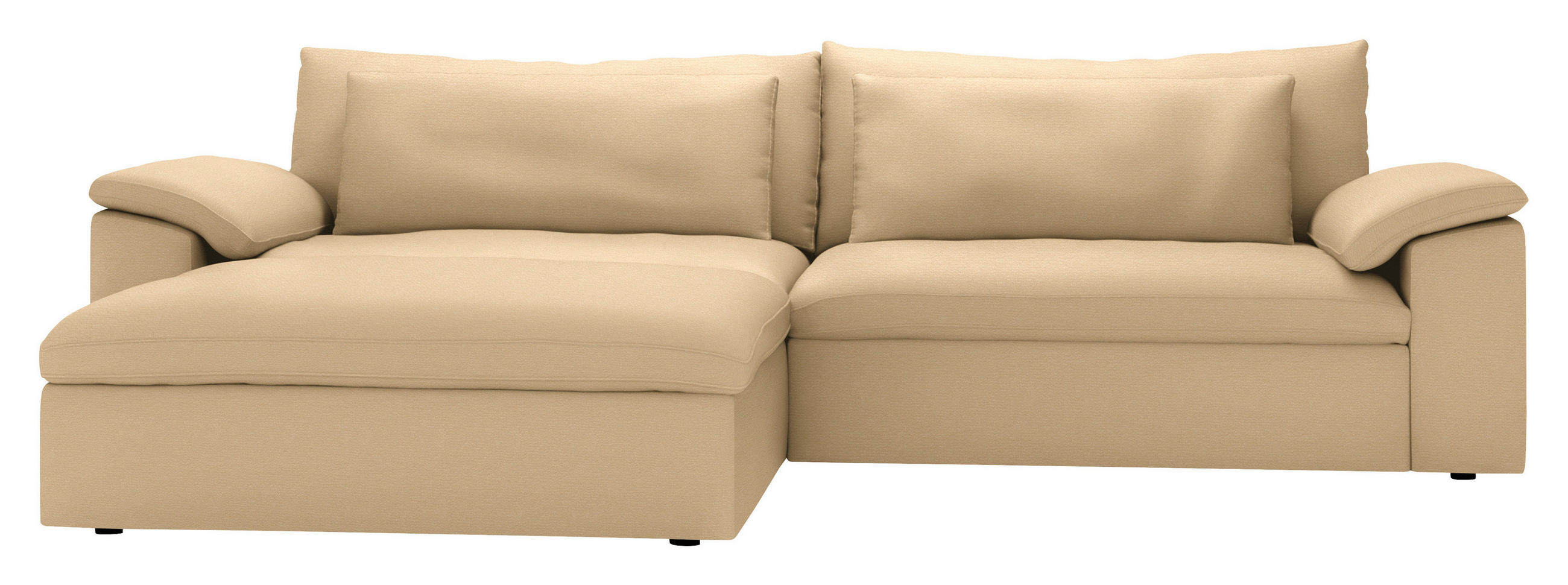 ECKSOFA  Chenille Beige  - Beige/Schwarz, Modern, Kunststoff/Textil (198/306cm) - Carryhome