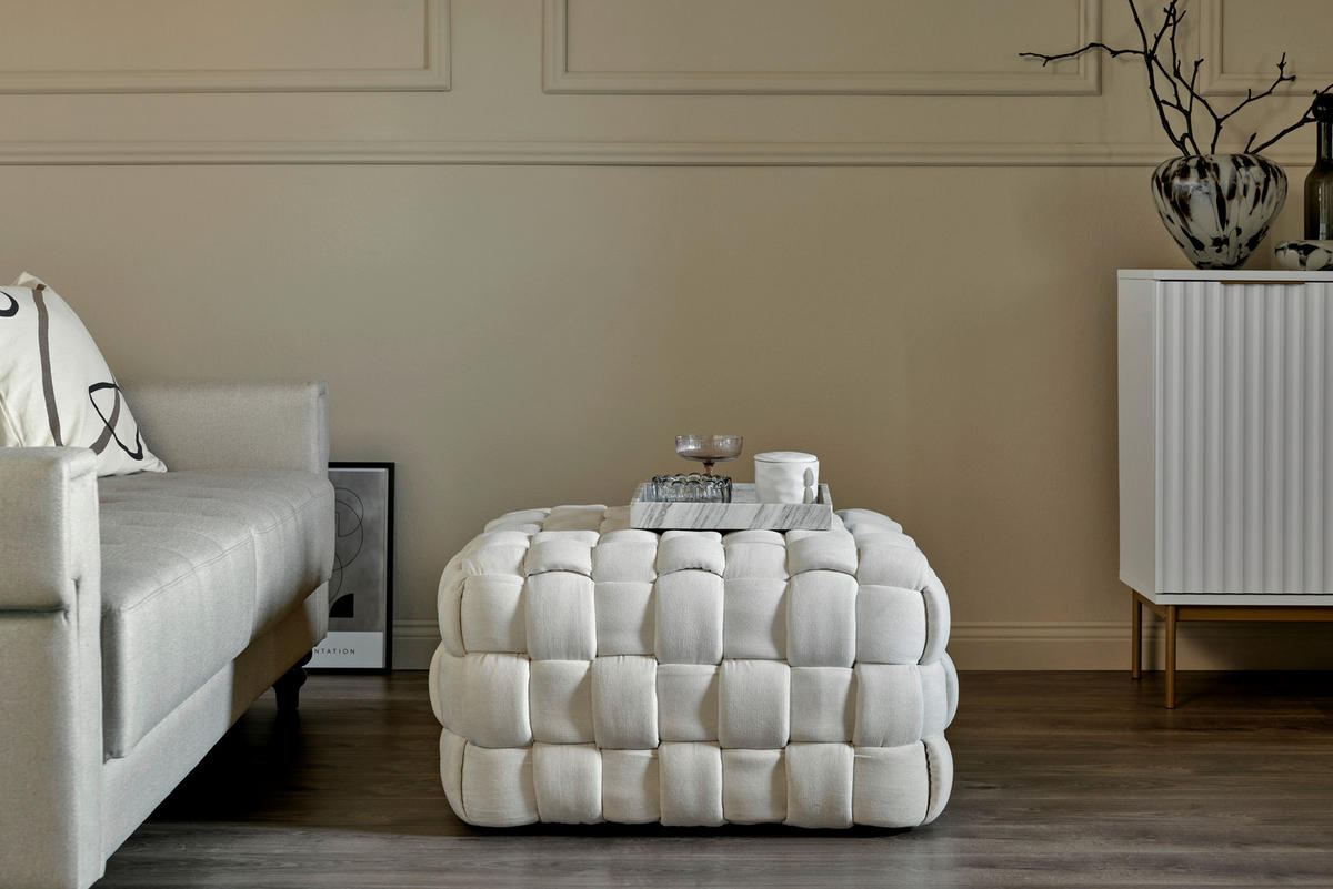 SITZWÜRFEL Samt  - Creme, MODERN, Textil (78/43/78cm)