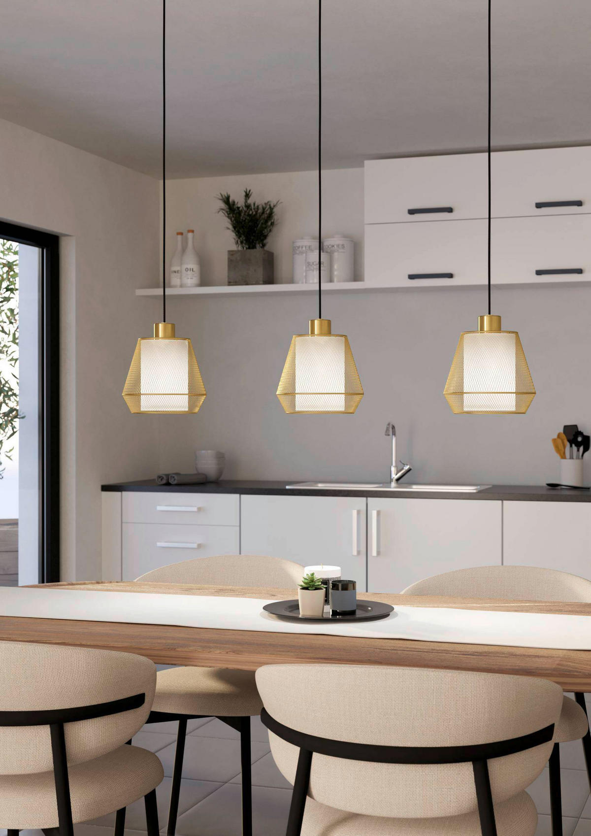 HÄNGELEUCHTE 88/18/110 cm  - Messingfarben/Schwarz, Basics, Textil/Metall (88/18/110cm) - Eglo