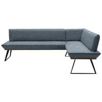ECKBANK 203/163 cm Webstoff Anthrazit, Schwarz, Eichefarben Eiche massiv Metall   - Eichefarben/Anthrazit, Design, Holz/Textil (203/163cm) - Voleo