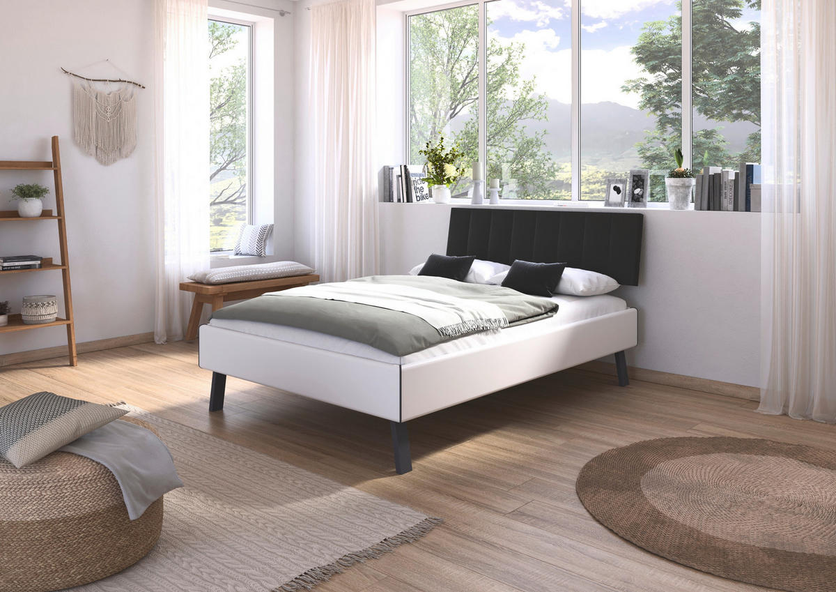 BETT 140/200 cm  in Weiß  - Weiß/Grau, Design, Textil/Metall (140/200cm) - Carryhome