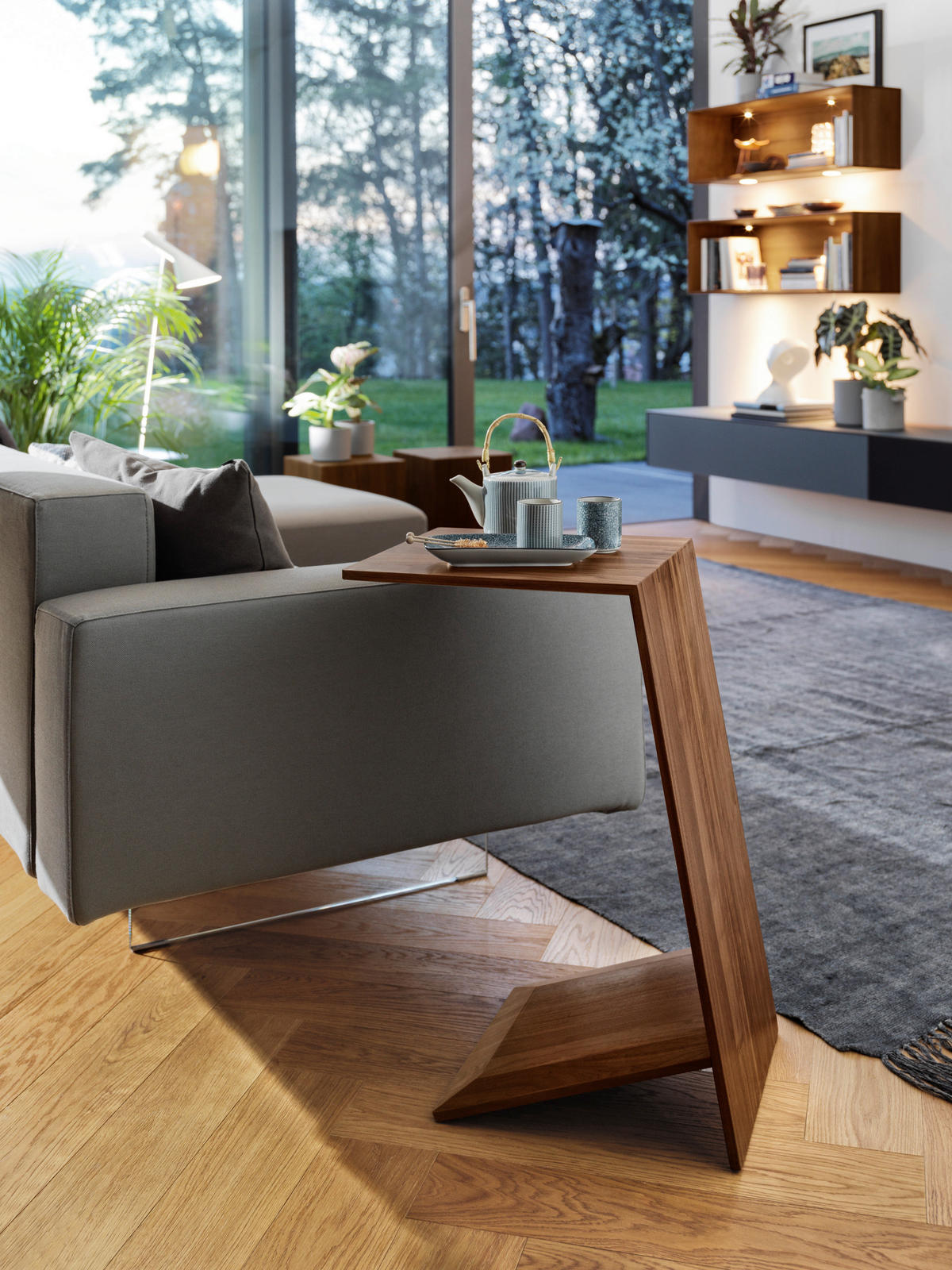 BEISTELLTISCH in Holz 37,6/38/76,6 cm  - Nussbaumfarben, Design, Holz (37,6/38/76,6cm) - Team 7