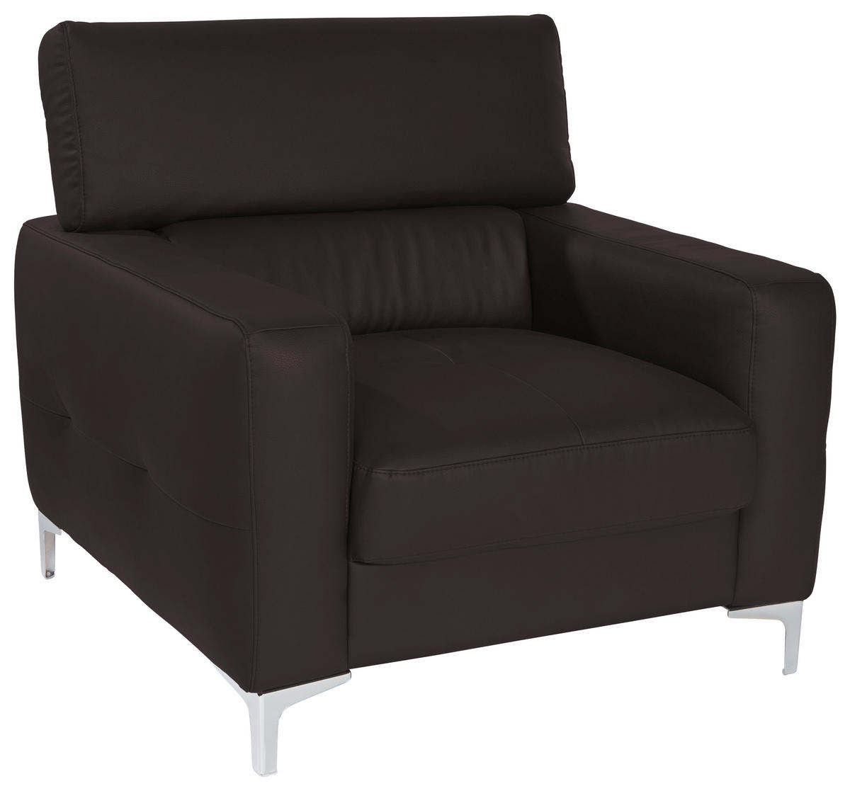SESSEL Echtleder Dunkelbraun    - Chromfarben/Dunkelbraun, Design, Leder/Metall (99/78-92/106cm) - Livetastic