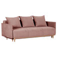 SCHLAFSOFA Chenille Altrosa  - Beige/Altrosa, Design, Holz/Textil (205/75/100cm) - Xora