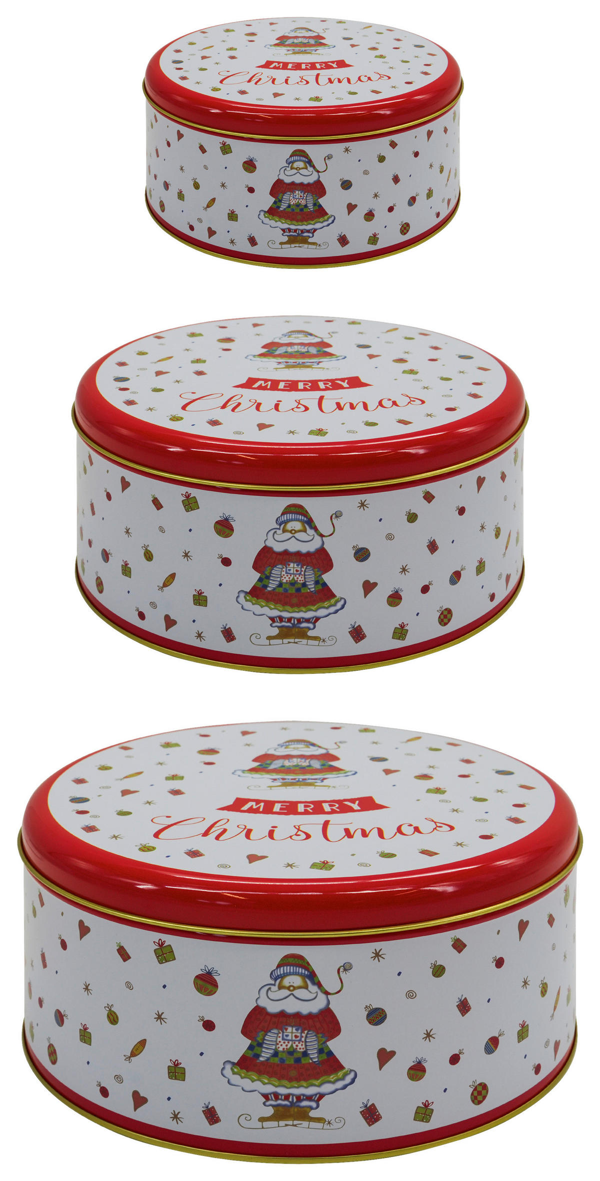 KEKSDOSE 1.21 l  - Hellrot/Weiß Hochglanz, LIFESTYLE, Metall (13,6/8,3cm) - X-Mas