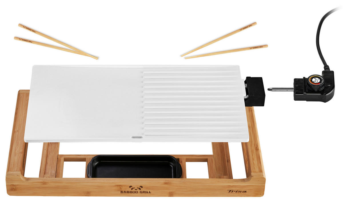 TISCHGRILL  - Weiss, Design, Holz/Keramik (53/28/6cm) - Trisa Electronics