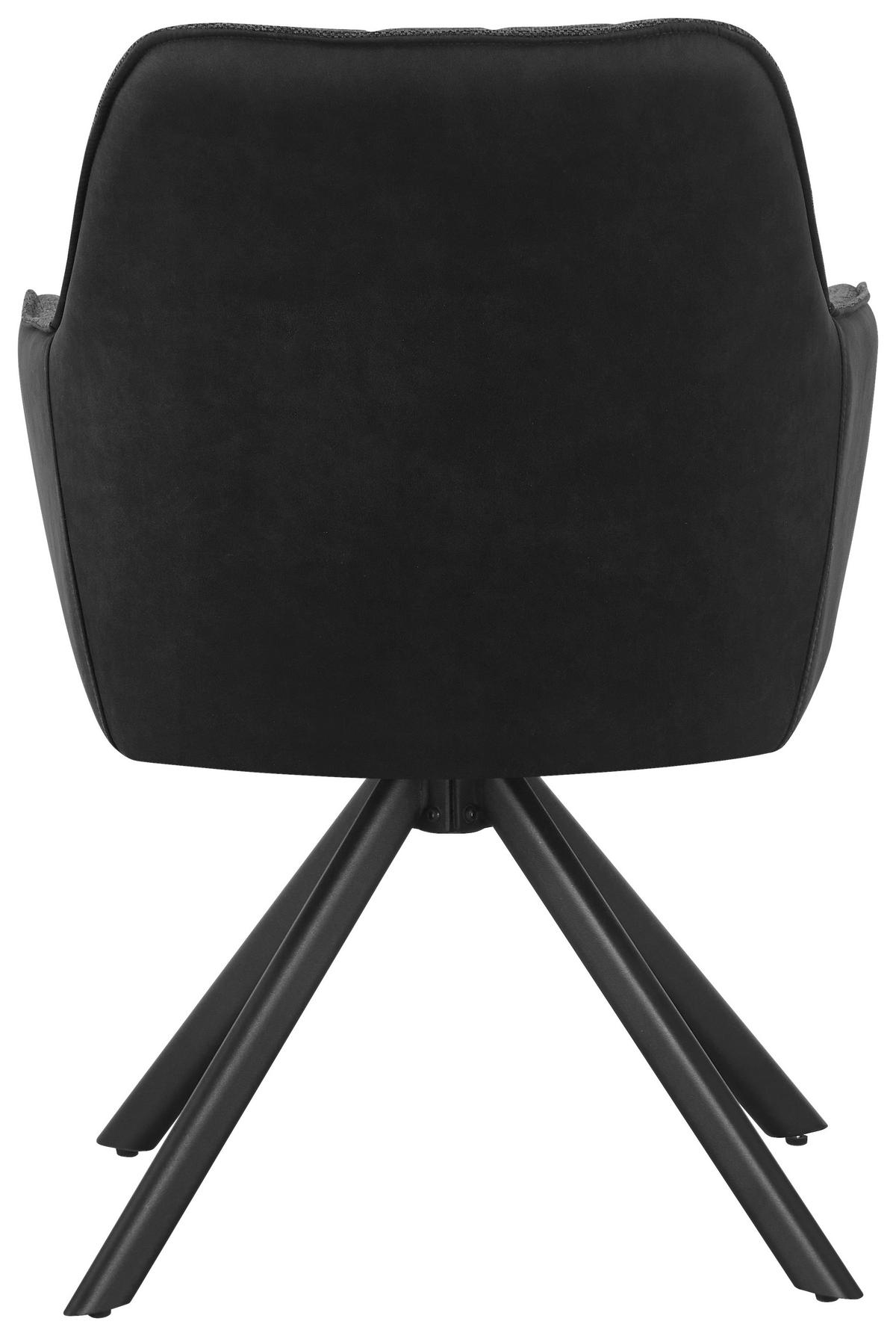 ARMLEHNSTUHL  in Eisen Webstoff, Leinenoptik  - Schwarz/Grau, KONVENTIONELL, Holz/Textil (57/84/63cm) - Livetastic