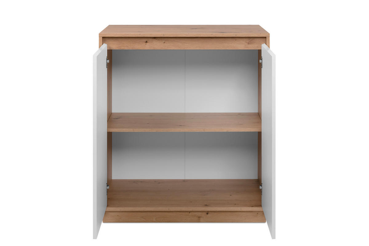 KOMODA   79/88/40 cm   hrast Artisan, bijela visoki sjaj  - bijela/hrast Artisan, Trend, drvni materijal (79/88/40cm)