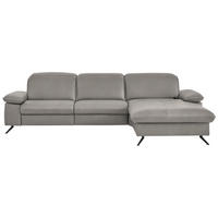 ECKSOFA  Echtleder Hellgrau  - Hellgrau/Schwarz, Design, Leder/Metall (307/169cm) - Beldomo Premium