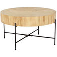 COUCHTISCH Eiche furniert 75/75/42 cm rund Naturfarben, Schwarz  - Schwarz/Naturfarben, Natur, Holz/Holzwerkstoff (75/75/42cm) - Waldwelt