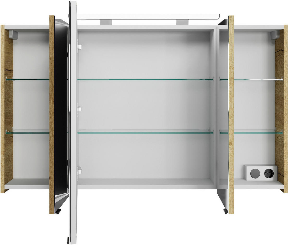 BADEZIMMER 3-teilig  in 120,5 cm  - Chromfarben/Eichefarben, MODERN, Glas/Keramik (120,5cm) - Sadena