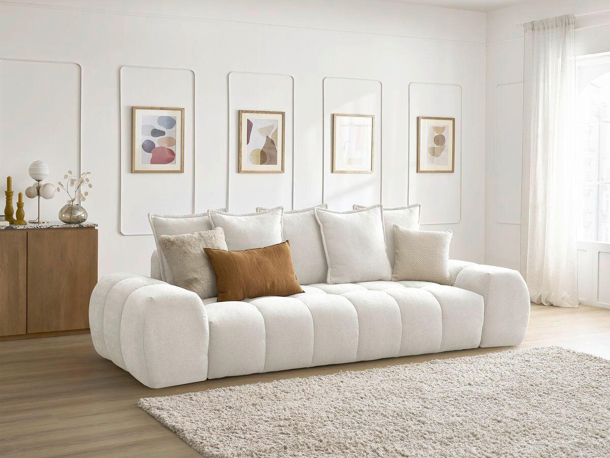 3-SITZER-SOFA EVEREST Struktur Weiß  - Schwarz/Weiß, MODERN, Kunststoff/Textil (278/90/115cm)