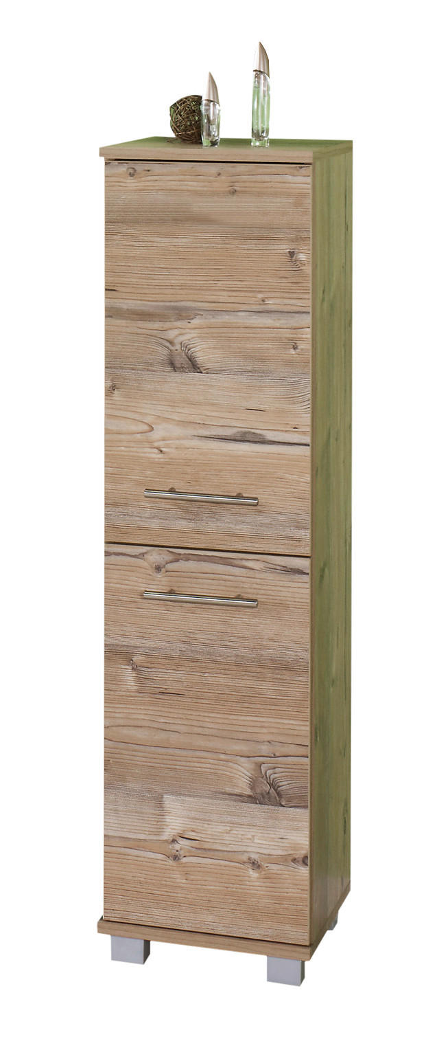 MIDISCHRANK  - Fichtefarben/Edelstahlfarben, KONVENTIONELL, Holzwerkstoff/Metall (30,3/117/32,6cm) - Stylife