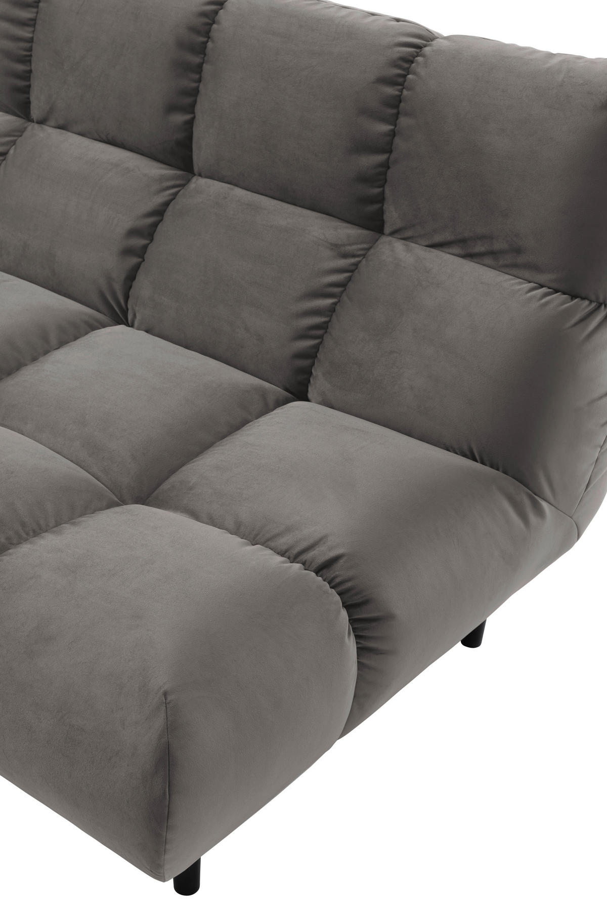 ECKSOFA Grau Velours  - Schwarz/Grau, Design, Holz/Textil (178/293cm) - Pure Home Lifestyle