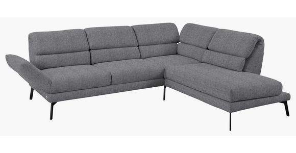 ECKSOFA in Flachgewebe Grau 256-363/212-253 cm - Schwarz/Grau, Design, Textil/Metall (256-363/212-253cm) - Dieter Knoll