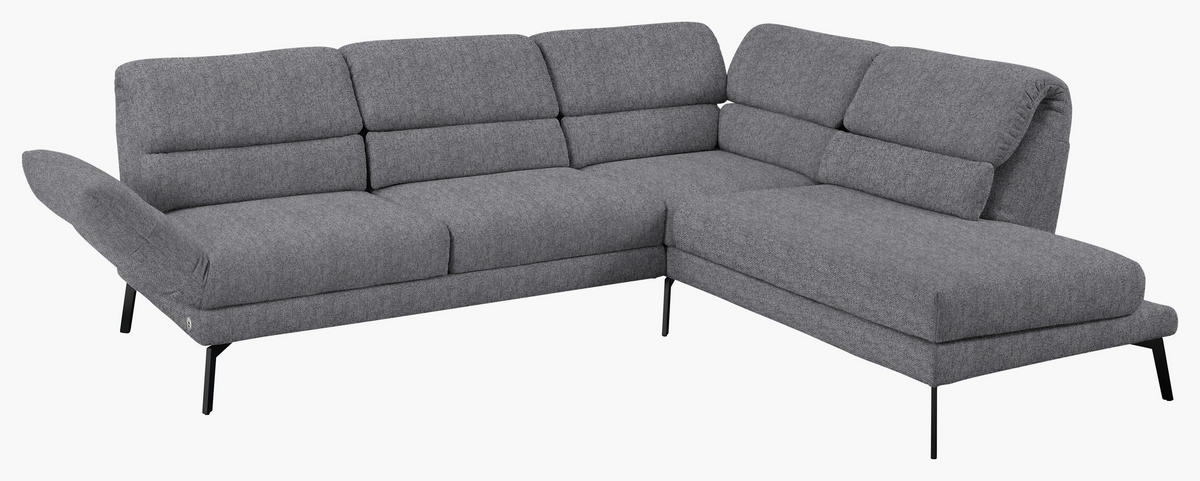 ECKSOFA in Flachgewebe Grau  - Schwarz/Grau, Design, Textil/Metall (256-363/212-253cm) - Dieter Knoll