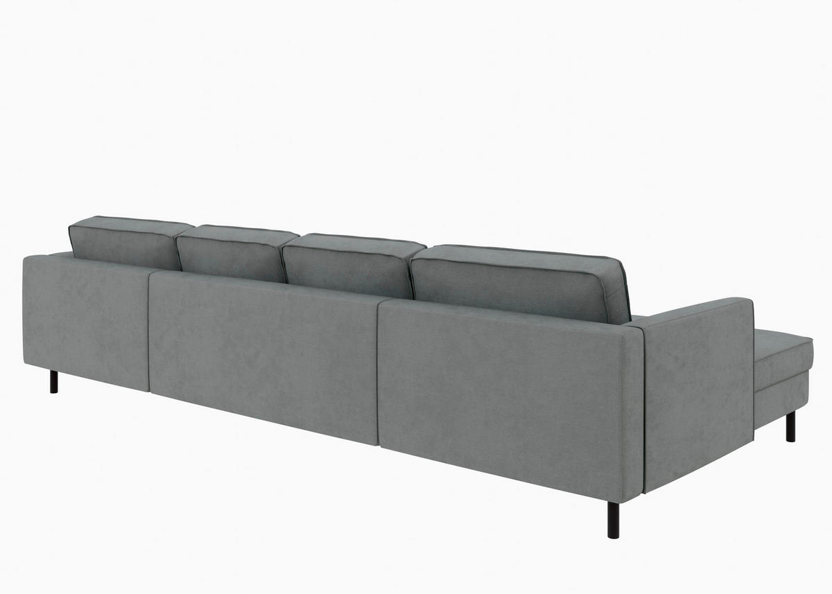 WOHNLANDSCHAFT Anthrazit Struktur  - Anthrazit/Schwarz, MODERN, Textil/Metall (161/306/161cm) - Trendmanufaktur