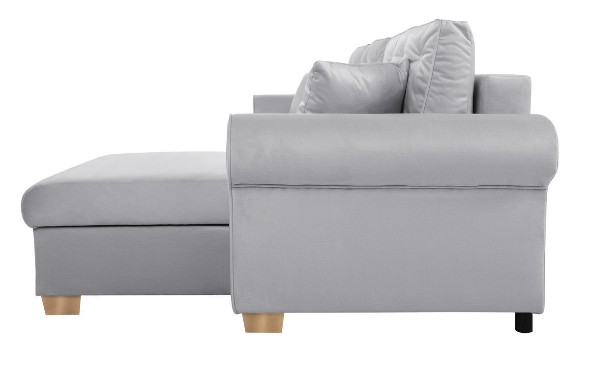 ECKSOFA in Hellgrau  - Buchefarben/Hellgrau, Design, Holz/Textil (266/161cm) - MID.YOU