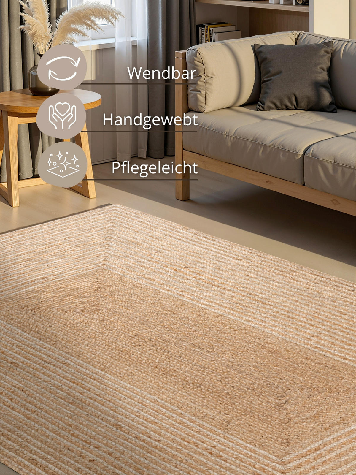 JUTETEPPICH 200/300 cm Juno Creme, Goldbraun rechteckig  - Goldbraun/Creme, Natur, Textil (200/300cm) - Hanse Home