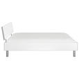 BETT 140/200 cm  in Weiß Hochglanz  - Weiß Hochglanz/Alufarben, Design, Holzwerkstoff/Metall (140/200cm) - Carryhome