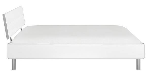 BETT 140/200 cm  in Weiß Hochglanz  - Weiß Hochglanz/Alufarben, Design, Holzwerkstoff/Metall (140/200cm) - Carryhome