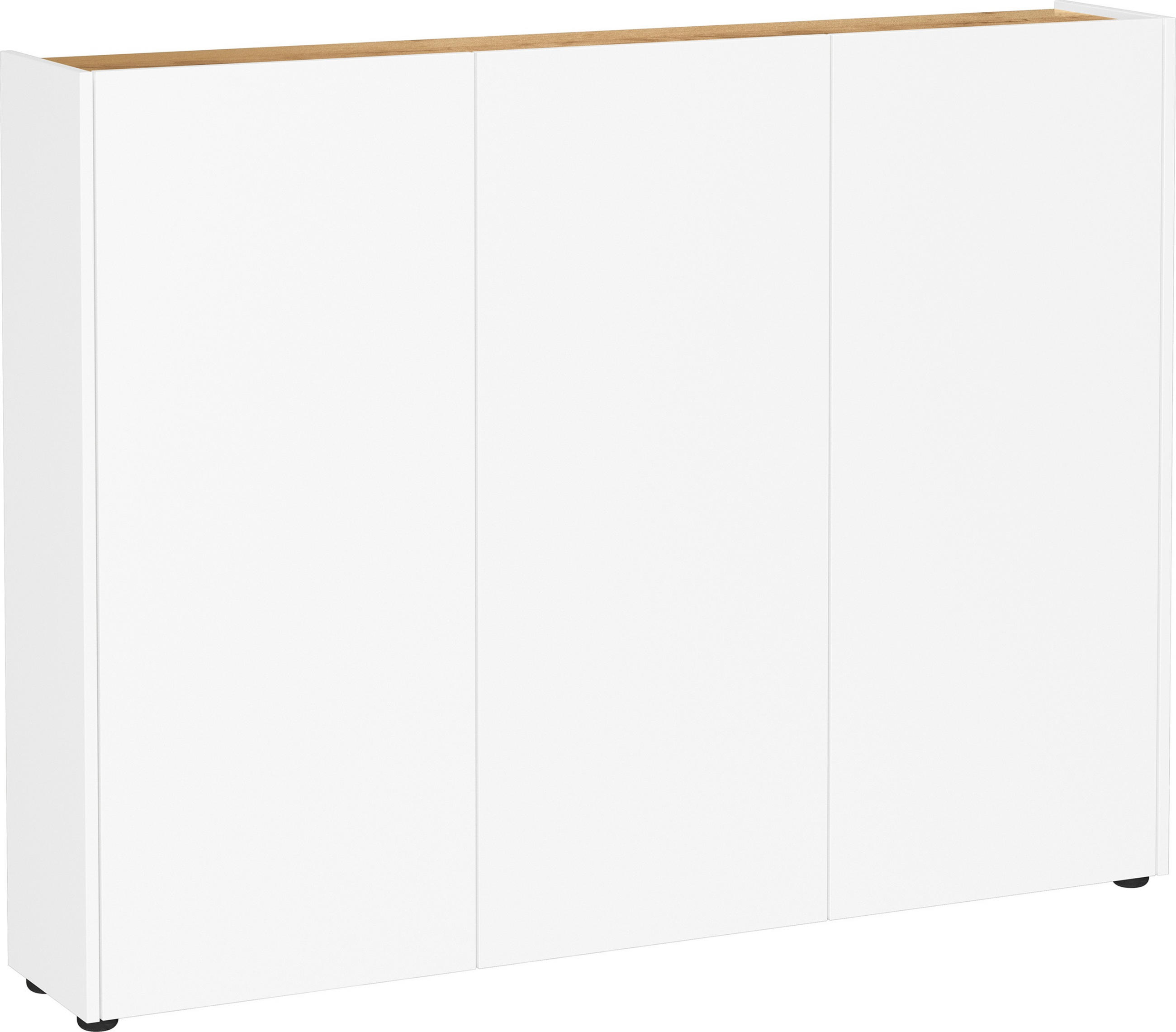 SCHUHSCHRANK Weiß, Eichefarben  - Eichefarben/Schwarz, Design, Holzwerkstoff/Kunststoff (138/105/25cm)