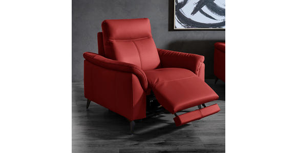 SESSEL in Echtleder Rot  - Rot/Schwarz, Design, Leder/Metall (107/105/98cm) - Belluti