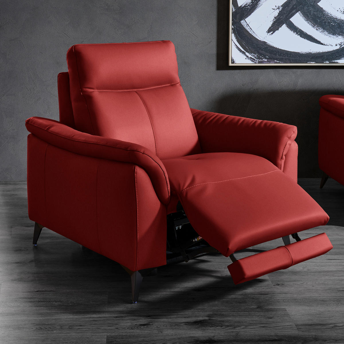 SESSEL Echtleder Rot  - Rot/Schwarz, Design, Leder/Metall (107/105/98cm) - Belluti