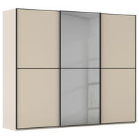 SCHWEBETÜRENSCHRANK 242/223/68 cm 3-türig Champagner, Schwarz  - Champagner/Schwarz, KONVENTIONELL, Glas/Holzwerkstoff (242/223/68cm) - Novel