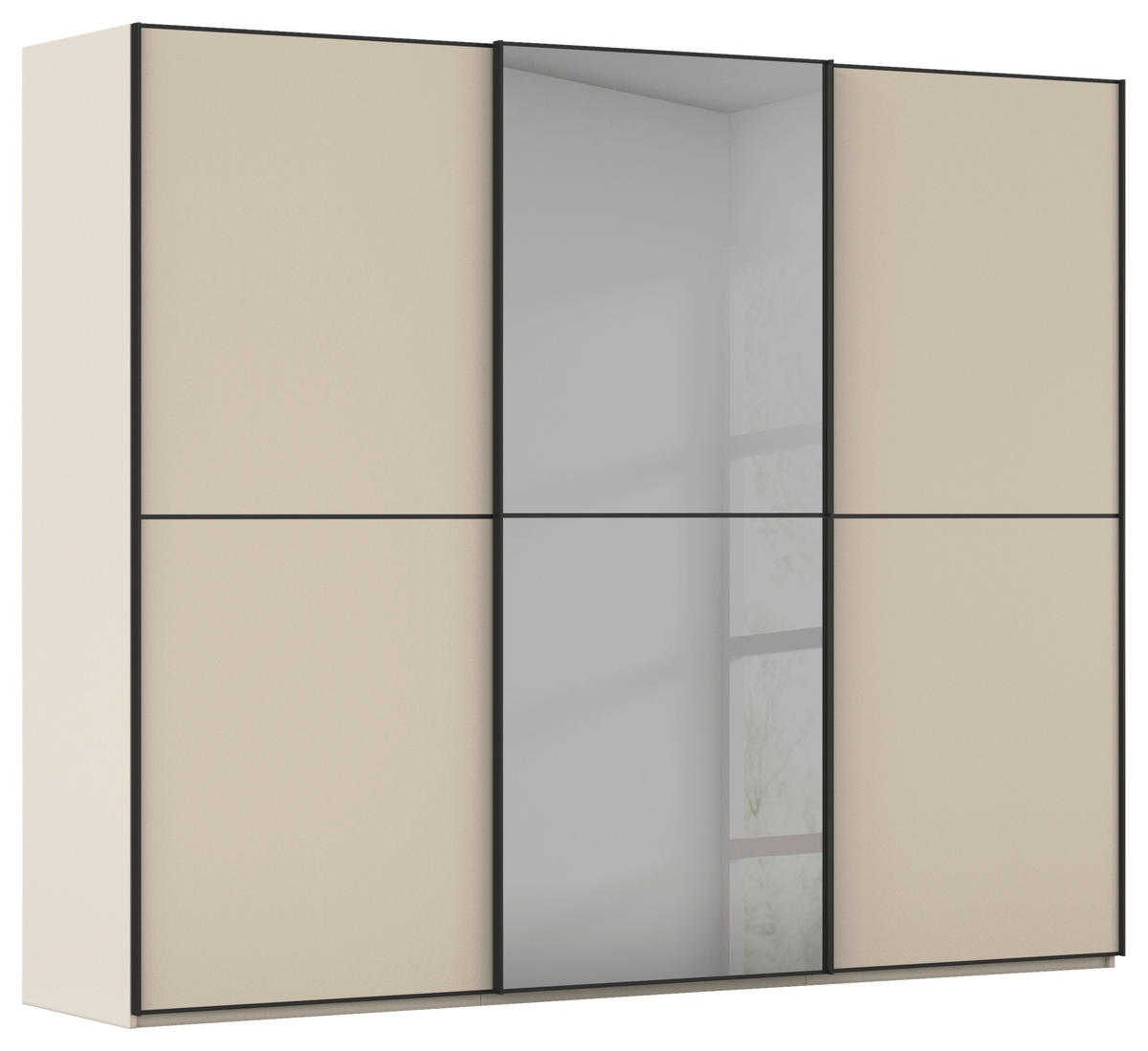 SCHWEBETÜRENSCHRANK 242/223/68 cm 3-türig Champagner, Schwarz  - Champagner/Schwarz, KONVENTIONELL, Glas/Holzwerkstoff (242/223/68cm) - Novel