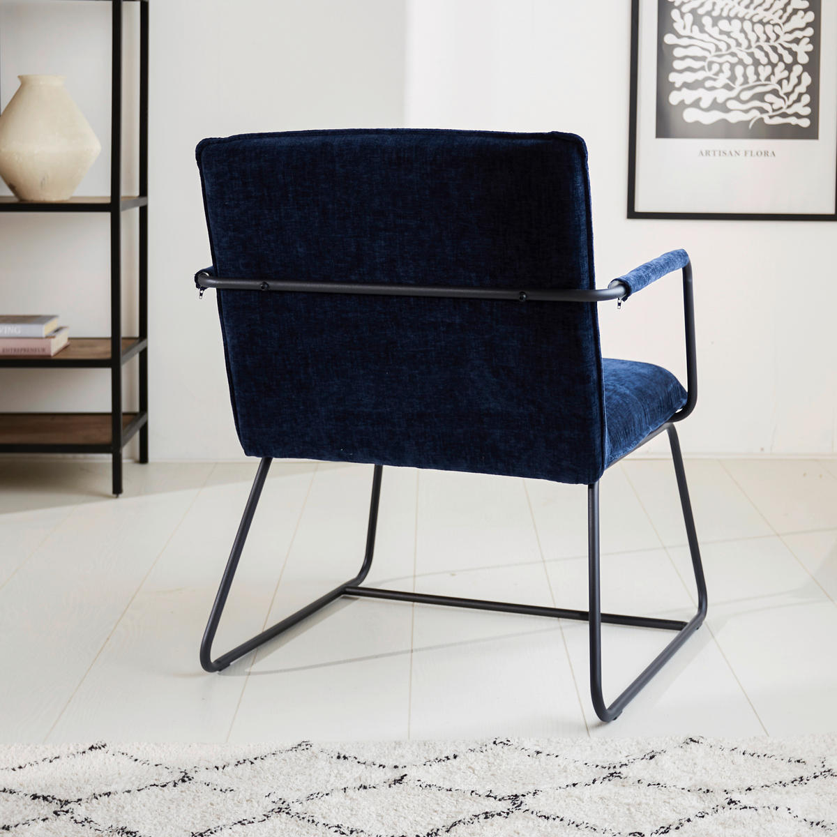 KŘESLO, textil, modrá - modrá/černá, Moderní, kov/textil (65/80/68cm) - MID.YOU