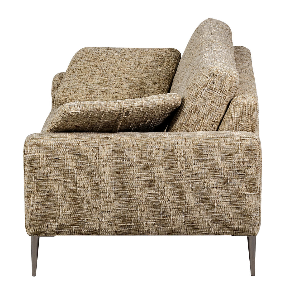3,5-SITZER - Hellbraun/Schwarzchrom, Design, Textil/Metall (207/85/92cm) - Livetastic