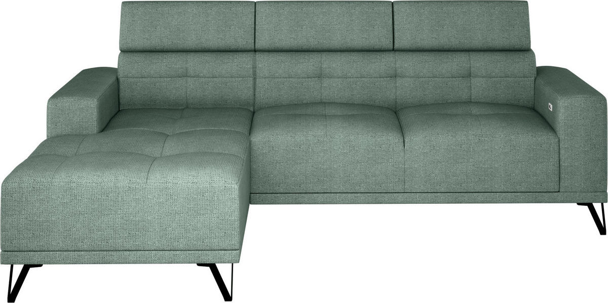 ECKSOFA Waldgrün Chenille  - Waldgrün/Schwarz, KONVENTIONELL, Textil/Metall (178/264cm) - Hom`in