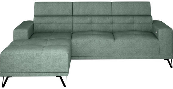 ECKSOFA  in Chenille Waldgrün  178/264 cm  - Waldgrün/Schwarz, KONVENTIONELL, Textil/Metall (178/264cm) - Hom`in