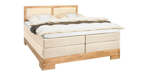 BOXSPRINGBETT 180/200 cm  in Eichefarben, Beige  - Eichefarben/Beige, Design, Holz/Textil (180/200cm) - Linea Natura