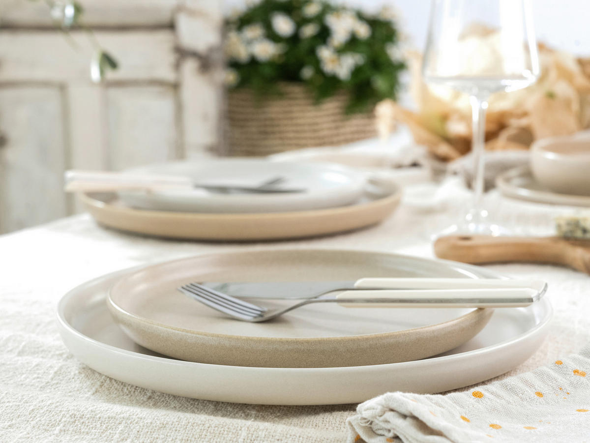 TAFELSERVICE Creme, Sandfarben Uno Toscana 12-teilig  - Sandfarben/Creme, Basics, Keramik - Creatable