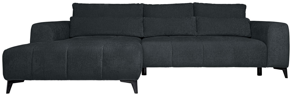 HÖRNSOFFA i chenille mörkgrå  - mörkgrå/svart, Klassisk, textil/plast (222/279cm) - MID.YOU