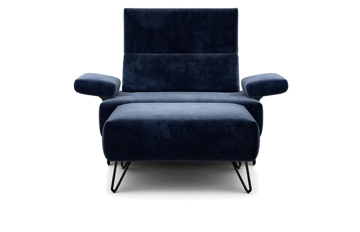 SESSELSET Samt Armteilverstellung    - Schwarz/Dunkelblau, Design, Textil/Metall (114-142/85/86-94cm) - SENSOO