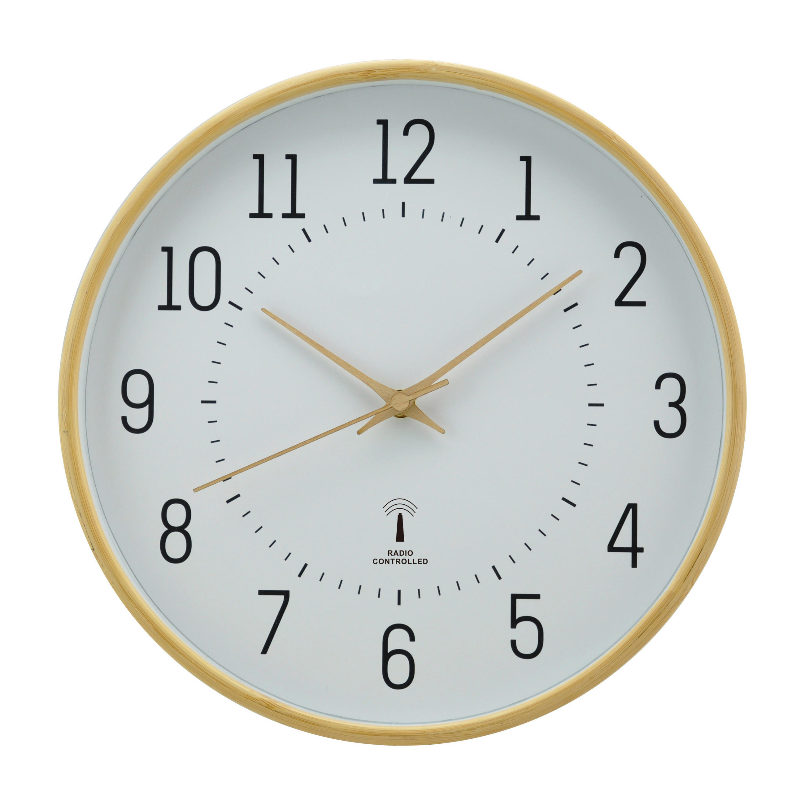 RÁDIOM RIADENÉ HODINY, prírodná farba, biela, 31,7 cm - biela/prírodná farba, Basics, drevo/plast (31,7cm) - Ambia Home