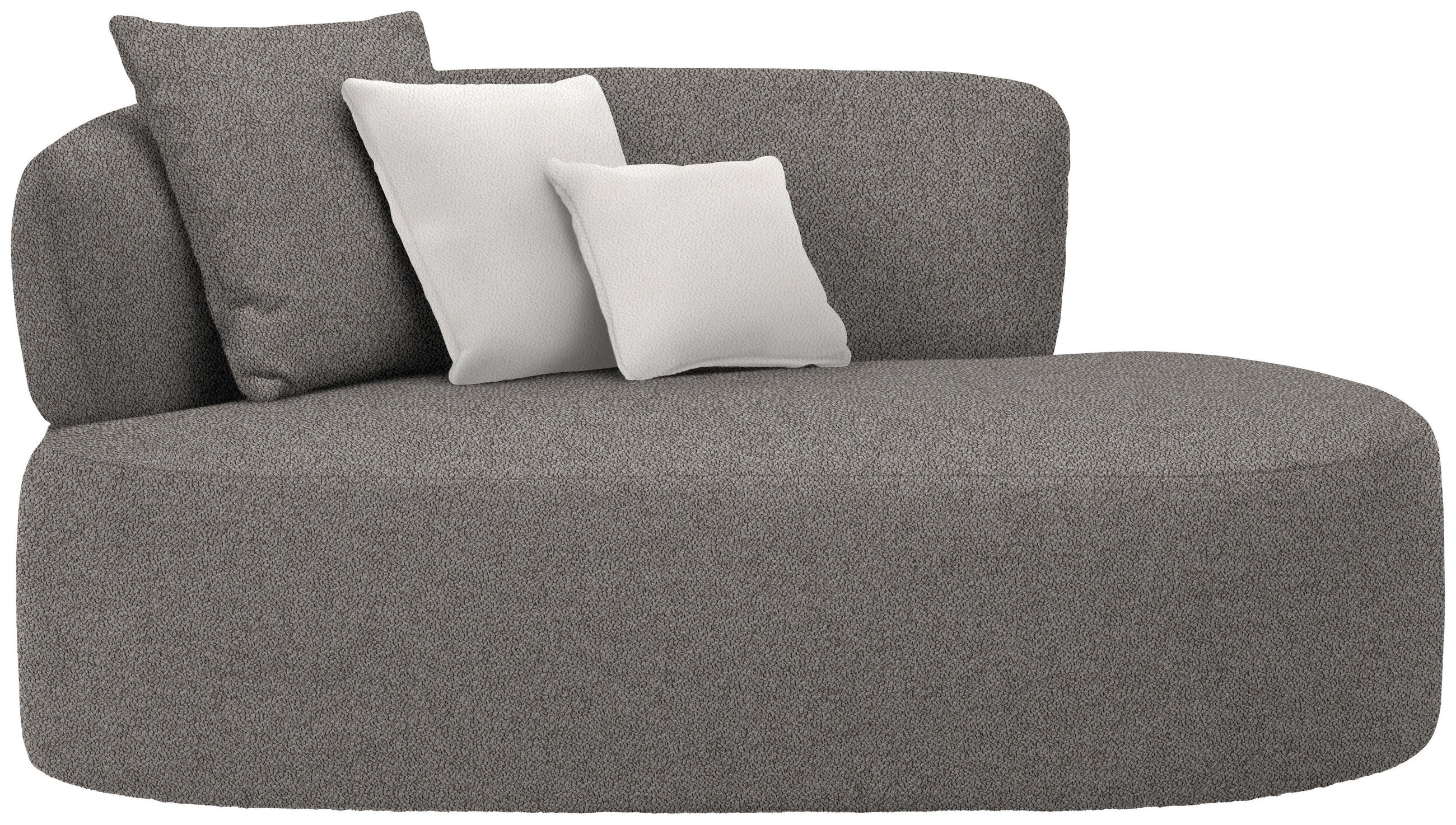RÉCAMIERE in Plüsch Creme, Graphitfarben  - Creme/Schwarz, MODERN, Kunststoff/Textil (166/86/105cm) - Hom`in