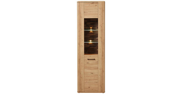 VITRINE in Eichefarben - Eichefarben/Schwarz, KONVENTIONELL, Glas/Holzwerkstoff (60/198/38cm) - Cantus
