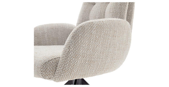ARMLEHNSTUHL  Stoffauswahl, Typenauswahl, Sitzfläche 360° drehbar Webstoff  - Creme/Schwarz, Design, Textil/Metall (66/95/74cm) - Novel
